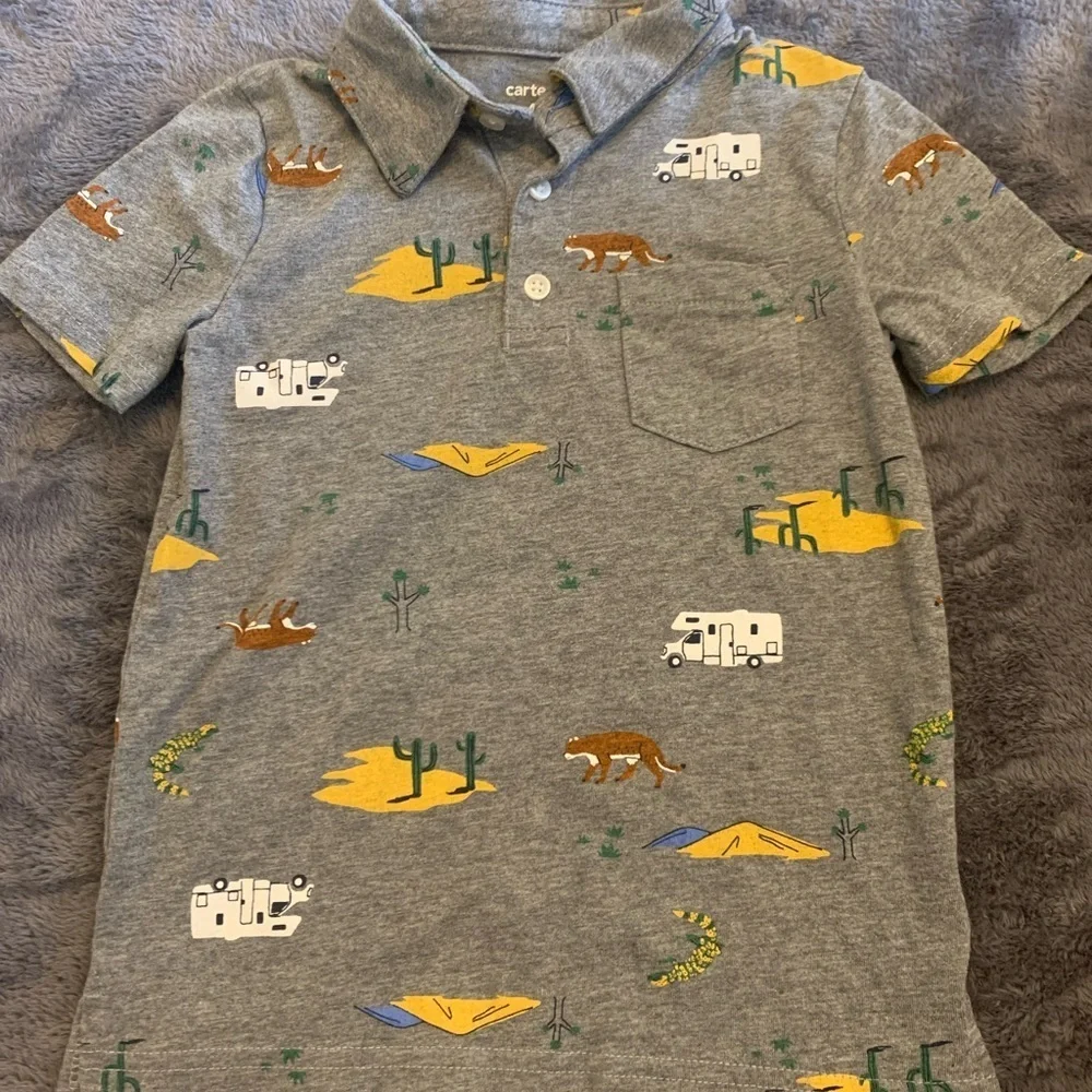Carter's Gray and Yellow Construction Polo Shirt